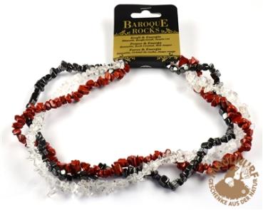 Collier Barock Kombi – Bergkristall, Hämatit & Roter Jaspis – Kraft & Energie